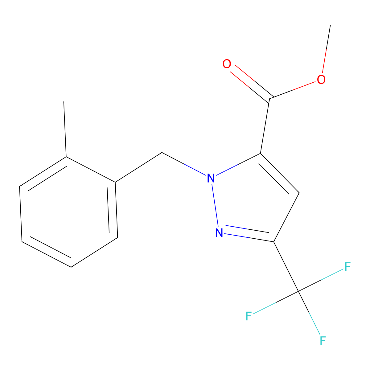 Methyl 1-(2-methylbenzyl)-3-(trifluoromethyl)-1H-pyrazole-5-carboxylate molecular structure, CAS 1946828-51-8