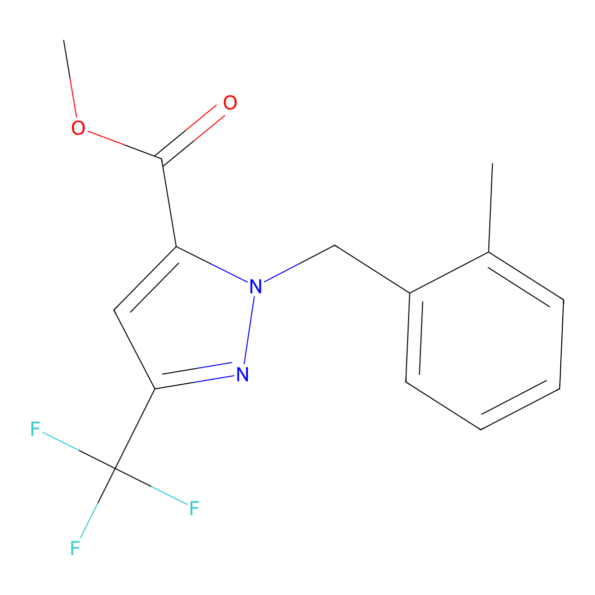 Methyl 1-(2-methylbenzyl)-3-(trifluoromethyl)-1H-pyrazole-5-carboxylate molecular structure, CAS 1946828-51-8