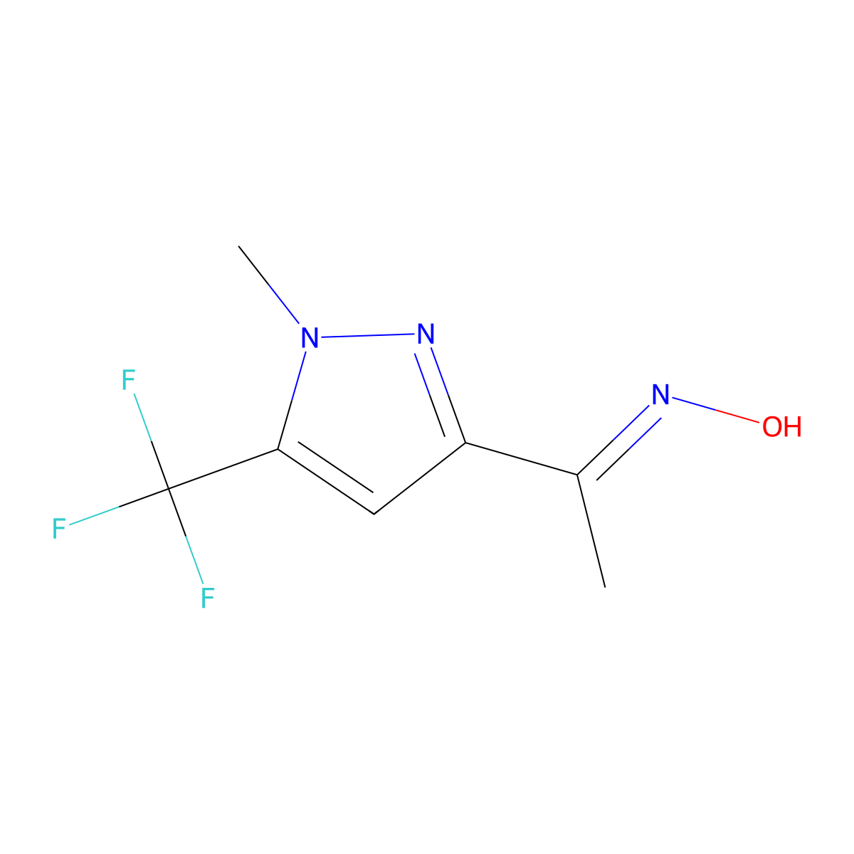 N-[1-[1-methyl-5-(trifluoromethyl)pyrazol-3-yl]ethylidene]hydroxylamine molecular structure, CAS 1946833-02-8