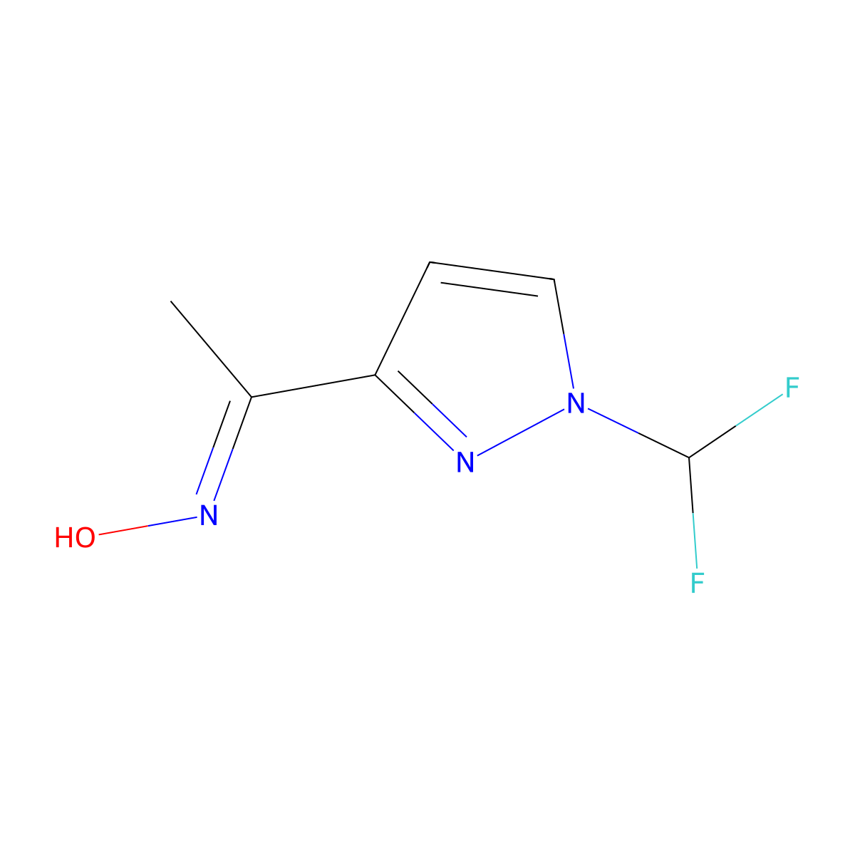 N-[1-[1-(difluoromethyl)pyrazol-3-yl]ethylidene]hydroxylamine molecular structure, CAS 1946833-03-9