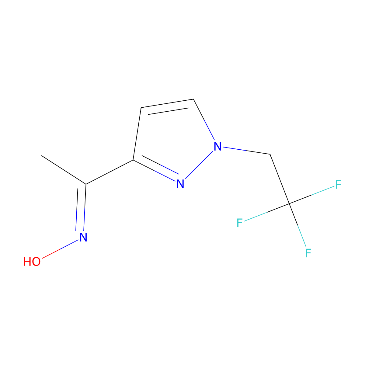 N-[1-[1-(2,2,2-trifluoroethyl)pyrazol-3-yl]ethylidene]hydroxylamine molecular structure, CAS 1946833-04-0