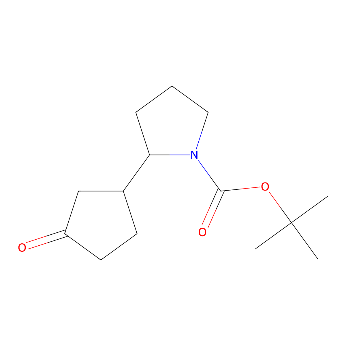 Tert-butyl 2-(3-oxocyclopentyl)pyrrolidine-1-carboxylate molecular structure, CAS 1947316-45-1