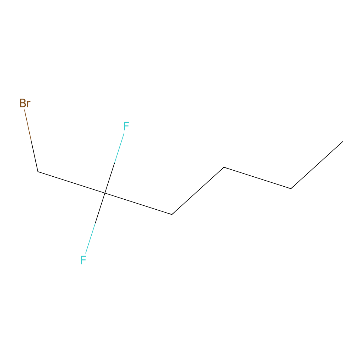 1-Bromo-2,2-difluorohexane molecular structure, CAS 194732-56-4