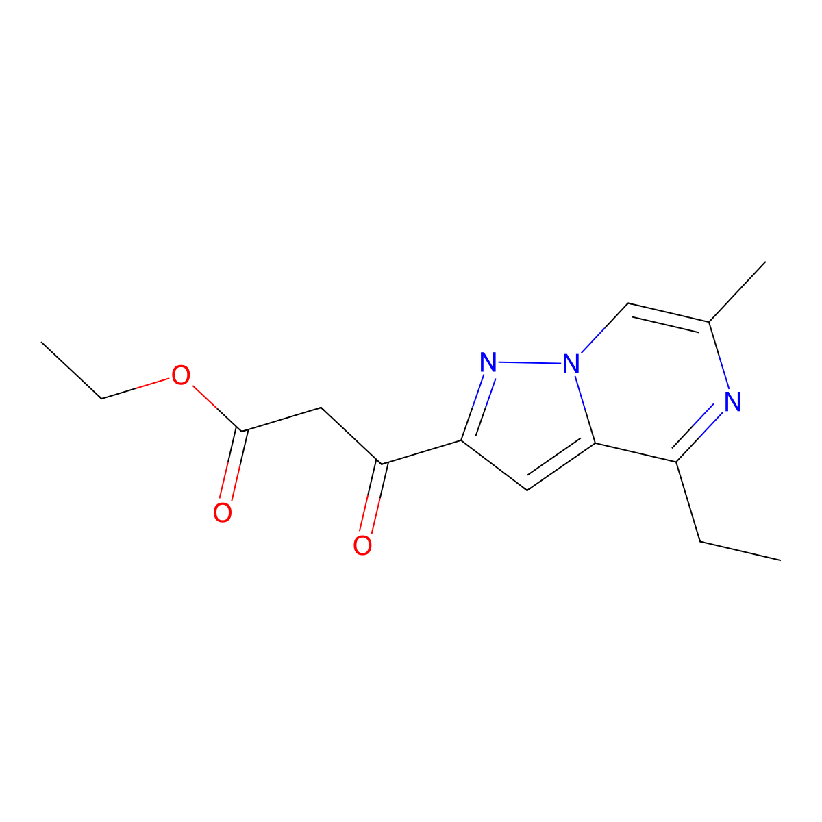 Ethyl 3-(4-ethyl-6-methylpyrazolo[1,5-a]pyrazin-2-yl)-3-oxopropanoate molecular structure, CAS 1947415-57-7