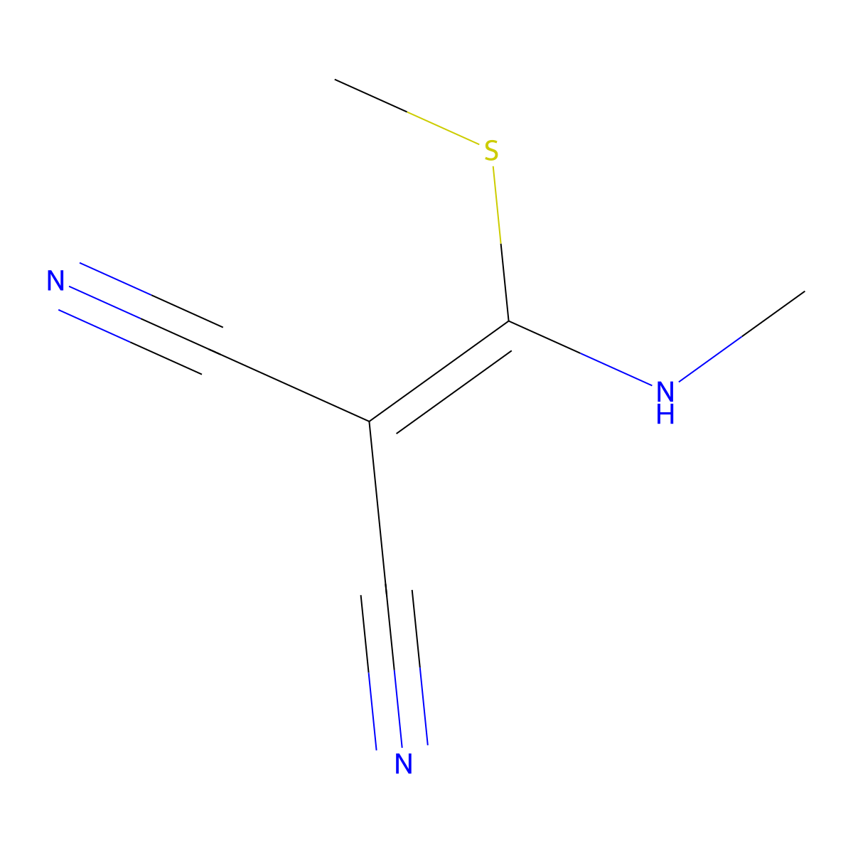 Propanedinitrile, 2-[(methylamino)(methylthio)methylene]- molecular structure, CAS 19475-16-2
