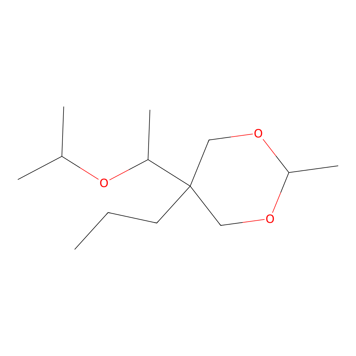 2-Methyl-5-(1-((propan-2-yl)oxy)ethyl)-5-propyl-1,3-dioxane molecular structure, CAS 19476-85-8