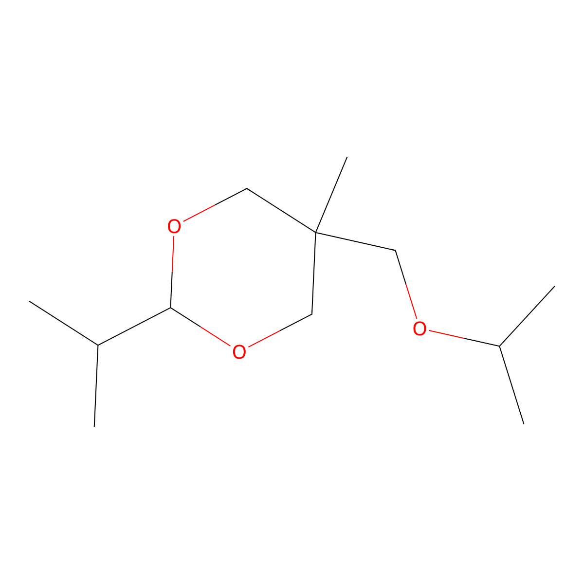 m-Dioxane, 5-(isopropoxymethyl)-2-isopropyl-5-methyl-, (E)- molecular structure, CAS 19476-89-2