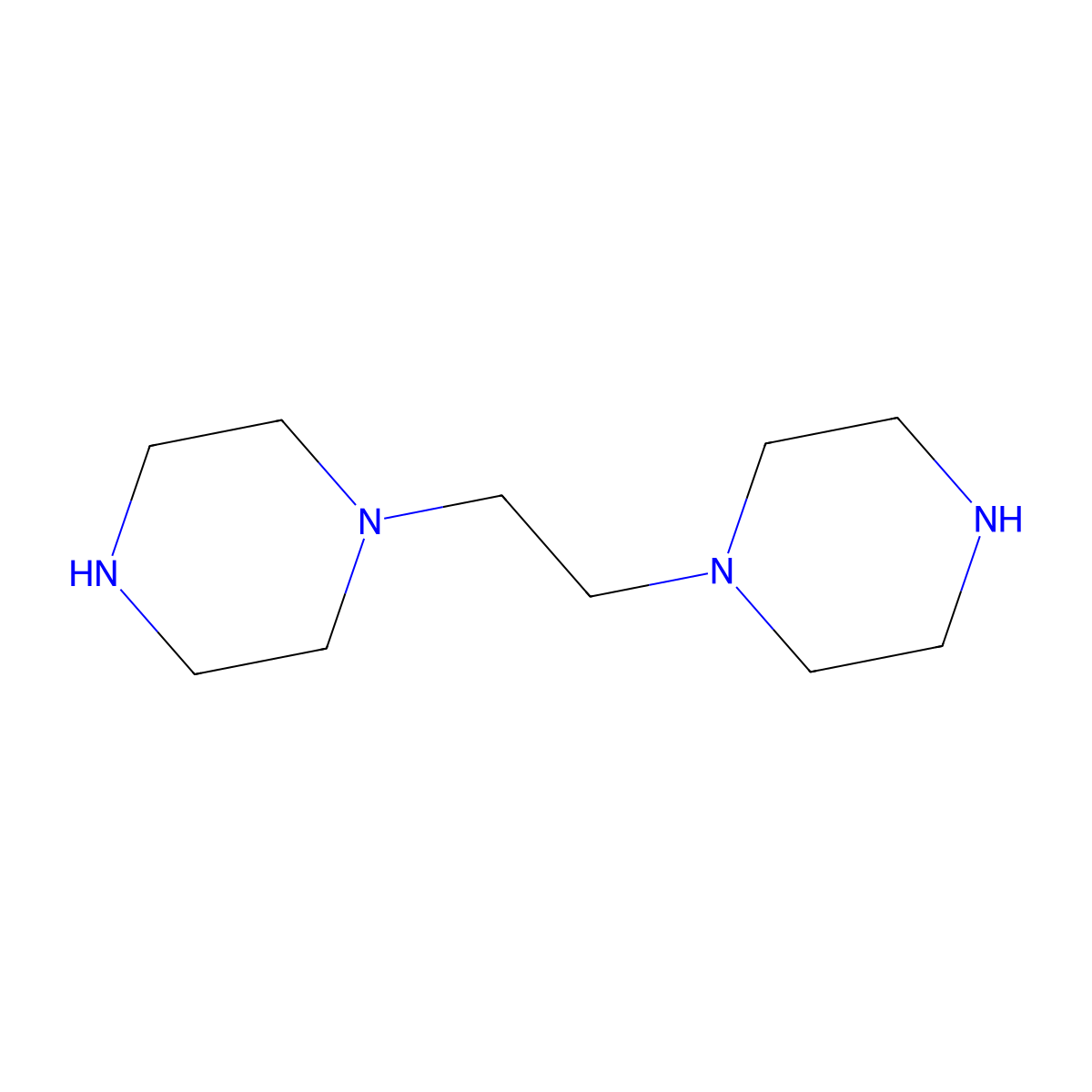 Piperazine, 1,1'-(1,2-ethanediyl)bis- molecular structure, CAS 19479-83-5