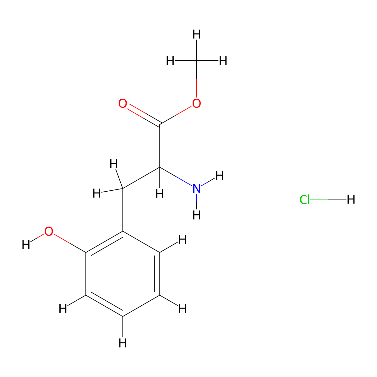 Methyl 2-amino-3-(2-hydroxyphenyl)propanoate hydrochloride molecular structure, CAS 194795-20-5