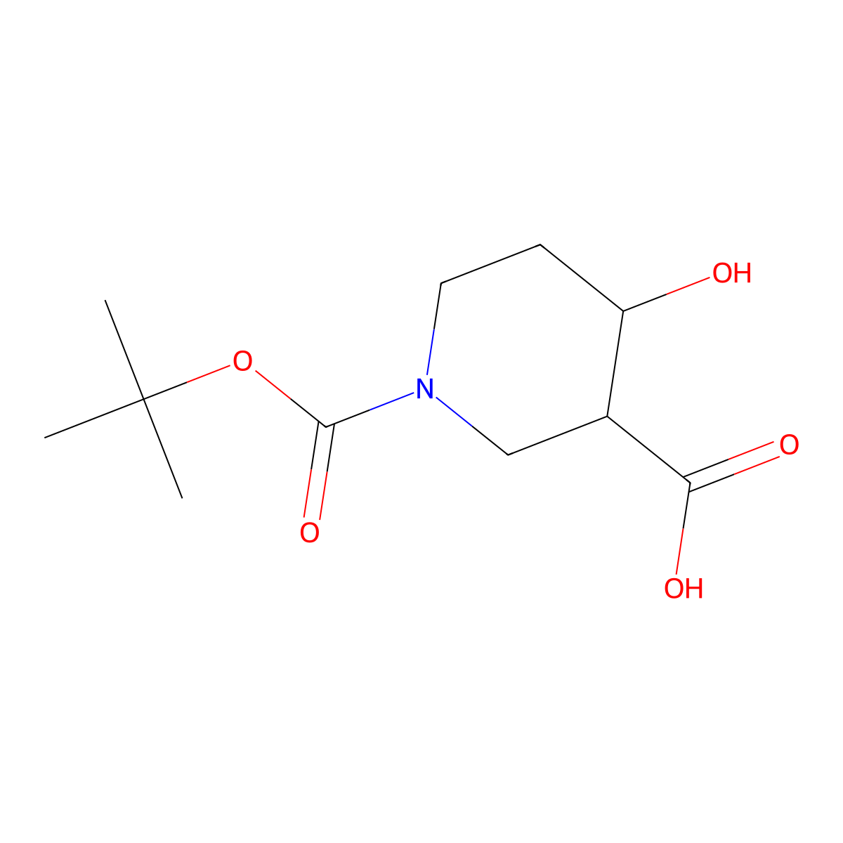 cis-1-(tert-Butoxycarbonyl)-4-hydroxypiperidine-3-carboxylic acid molecular structure, CAS 194795-71-6