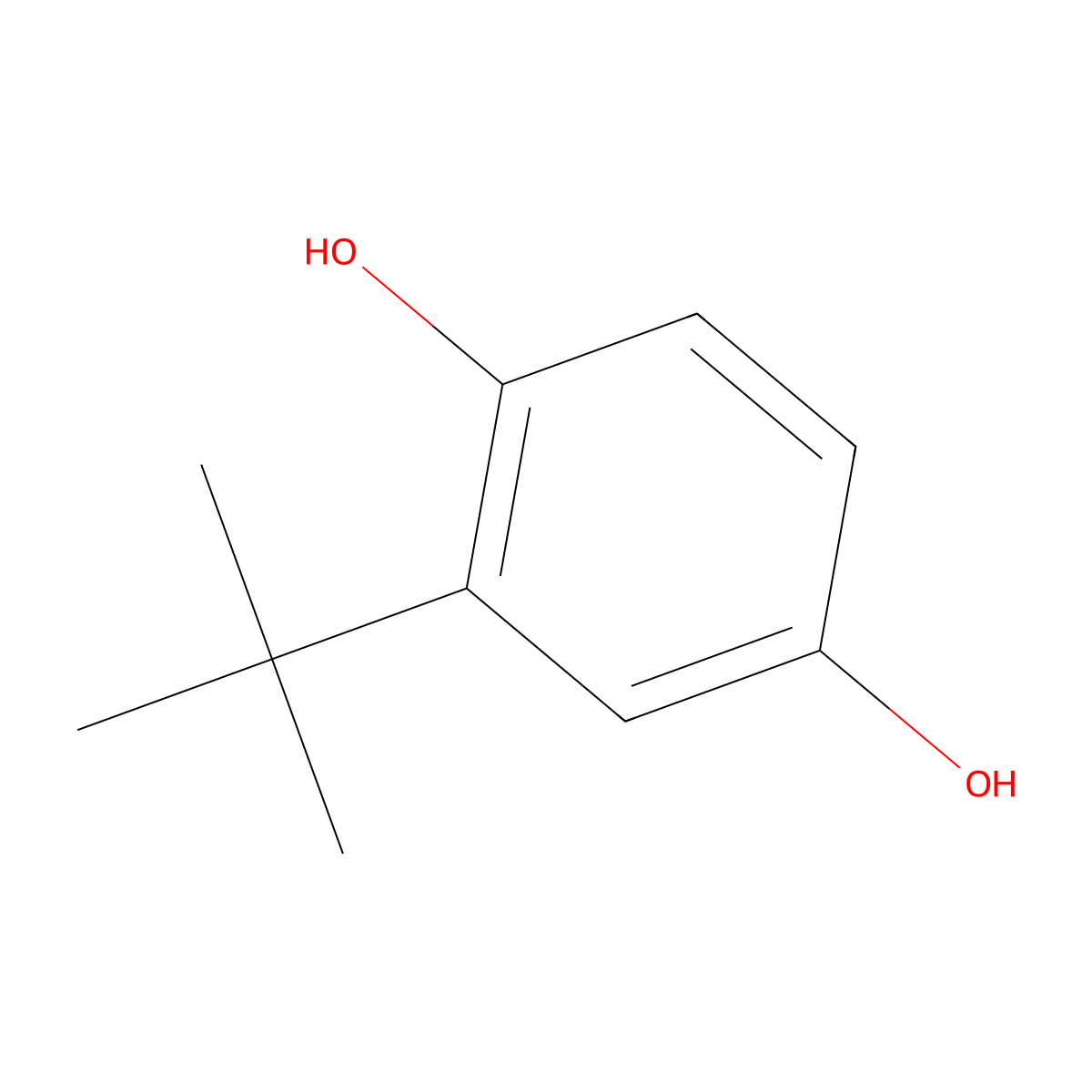 Tert-Butylhydroquinone molecular structure, CAS 1948-33-0