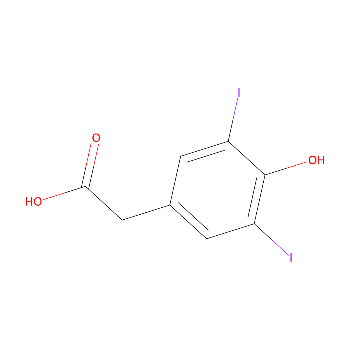 4-Hydroxy-3,5-diiodobenzeneacetic acid molecular structure, CAS 1948-39-6