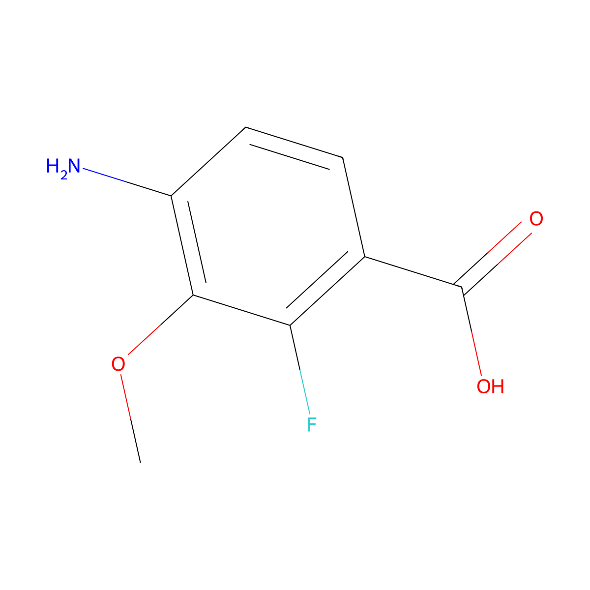 4-Amino-2-fluoro-3-methoxybenzoic acid molecular structure, CAS 194804-86-9