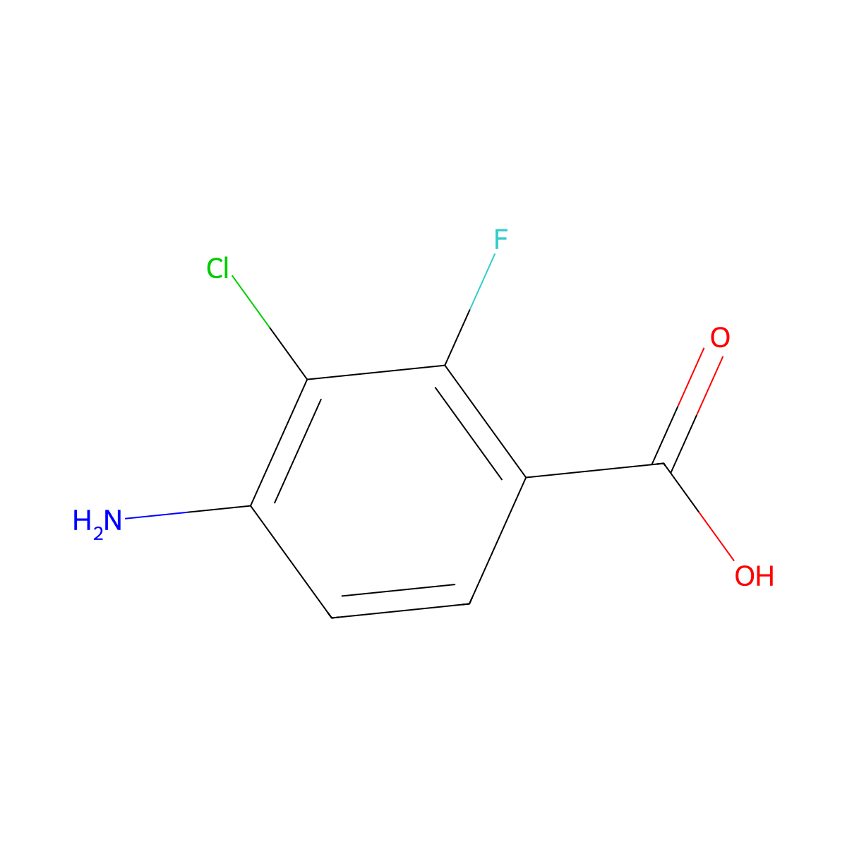 4-Amino-3-chloro-2-fluorobenzoic acid molecular structure, CAS 194804-88-1