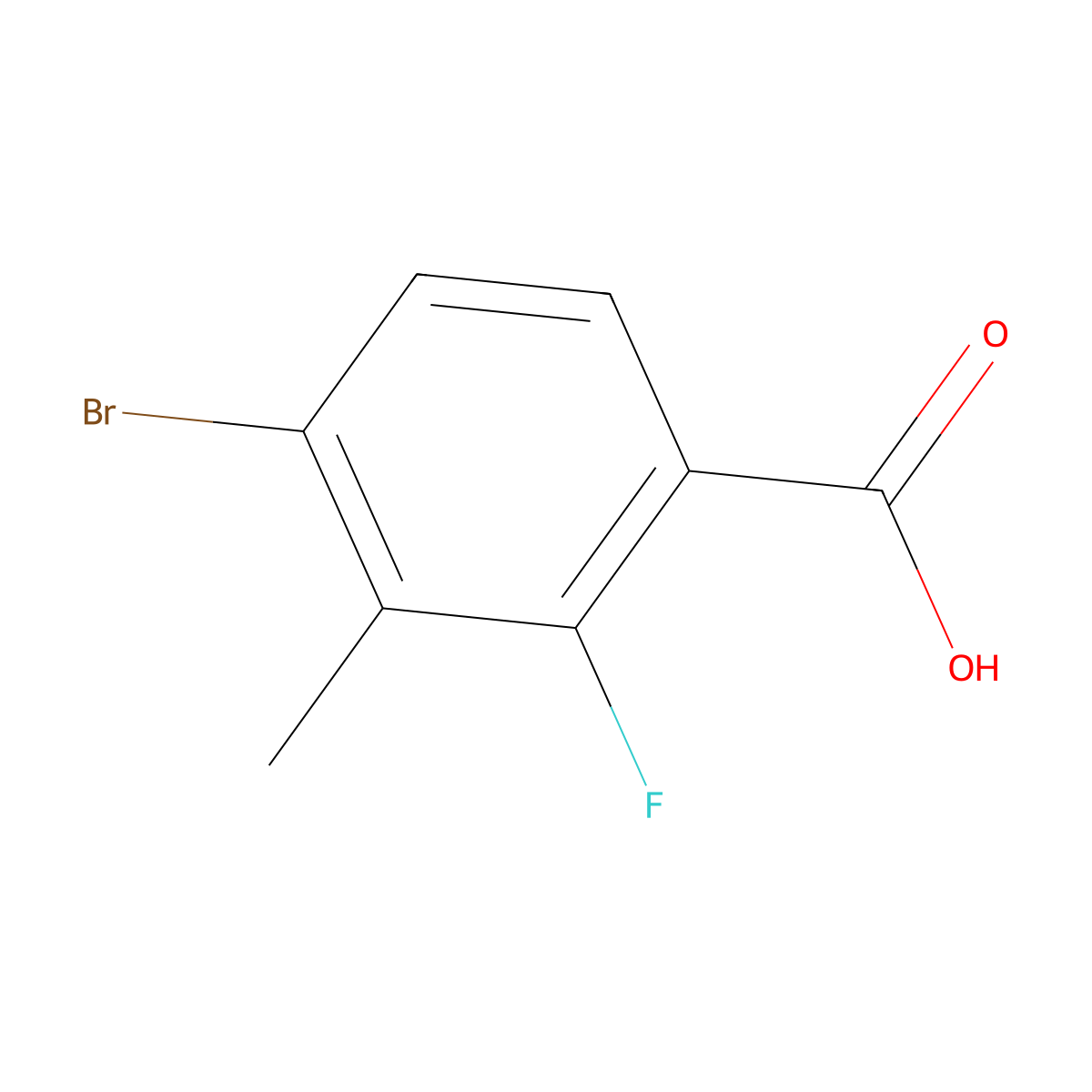 4-Bromo-2-fluoro-3-methylbenzoic acid molecular structure, CAS 194804-90-5