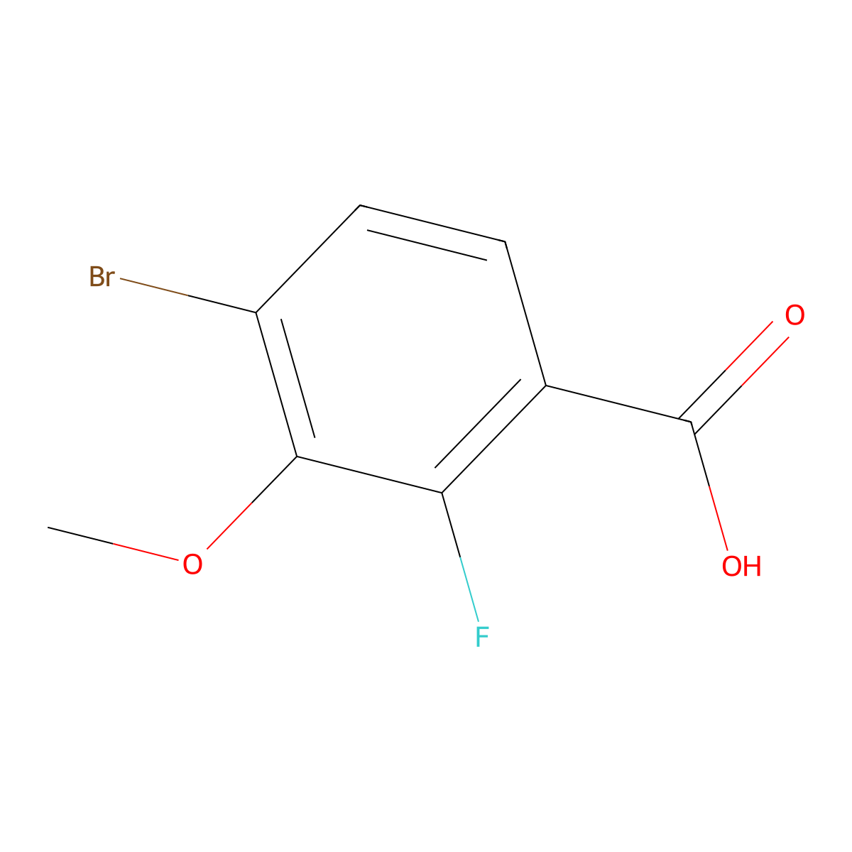 4-Bromo-2-fluoro-3-methoxybenzoic acid molecular structure, CAS 194804-92-7