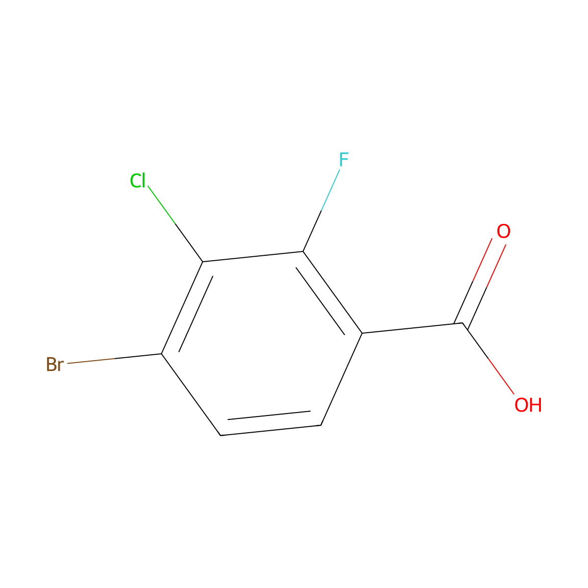 4-Bromo-3-chloro-2-fluorobenzoic acid molecular structure, CAS 194804-94-9
