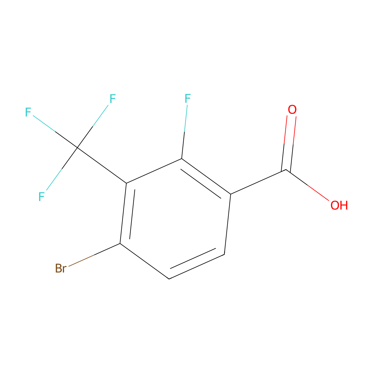 4-Bromo-2-fluoro-3-(trifluoromethyl)benzoic acid molecular structure, CAS 194804-96-1