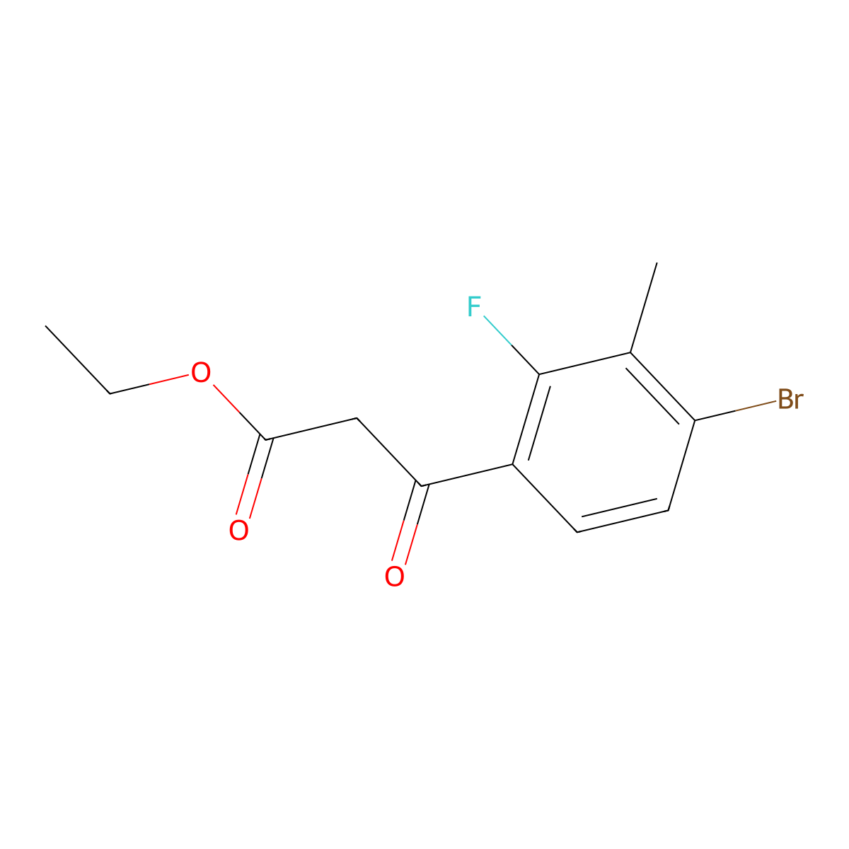 Ethyl 4-bromo-2-fluoro-3-methylbenzoylacetate molecular structure, CAS 194804-97-2
