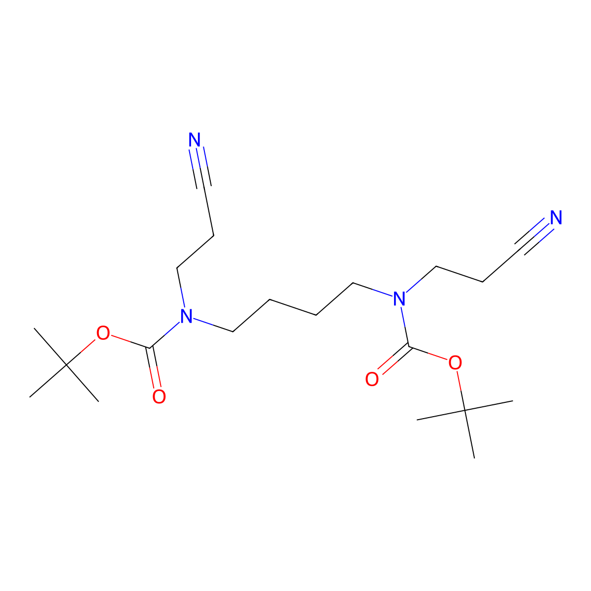 Di-tert-butyl butane-1,4-diylbis((2-cyanoethyl)carbamate) molecular structure, CAS 194808-59-8