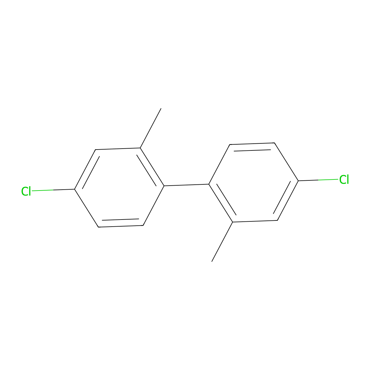 4,4'-Dichloro-2,2'-dimethyl-1,1'-biphenyl molecular structure, CAS 19482-15-6