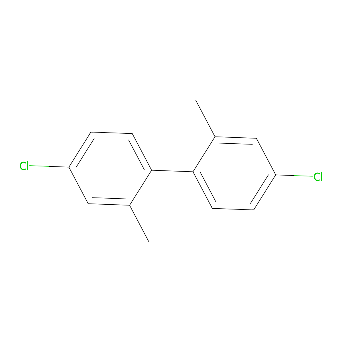 4,4'-Dichloro-2,2'-dimethyl-1,1'-biphenyl molecular structure, CAS 19482-15-6