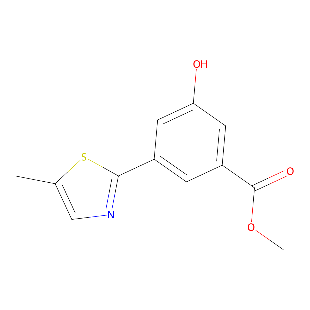 3-Hydroxy-5-(5-methyl-2-thiazolyl)benzoic acid methyl ester molecular structure, CAS 1948233-41-7