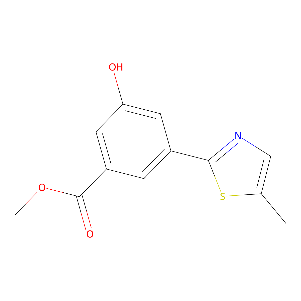 3-Hydroxy-5-(5-methyl-2-thiazolyl)benzoic acid methyl ester molecular structure, CAS 1948233-41-7