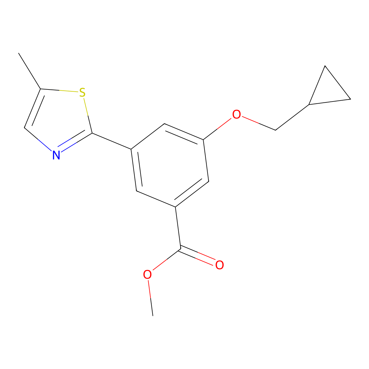 3-(Cyclopropylmethoxy)-5-(5-methyl-2-thiazolyl)benzoic acid, methyl ester molecular structure, CAS 1948233-44-0