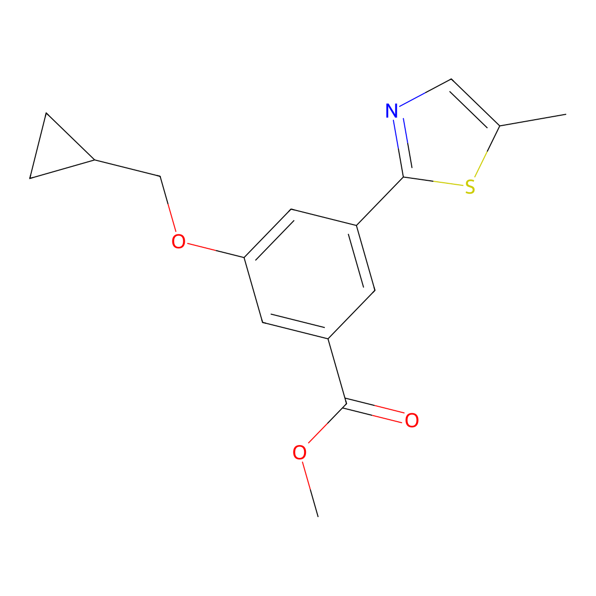 3-(Cyclopropylmethoxy)-5-(5-methyl-2-thiazolyl)benzoic acid, methyl ester molecular structure, CAS 1948233-44-0
