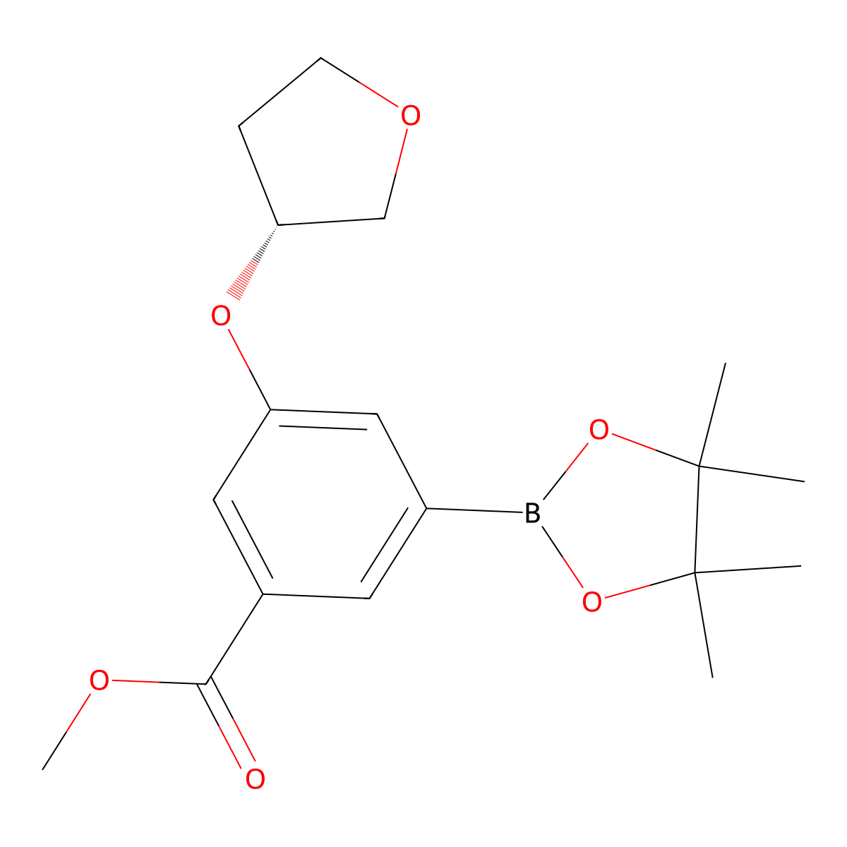 Methyl 3-[(3R)-tetrahydrofuran-3-yl]oxy-5-(4,4,5,5-tetramethyl1,3,2-dioxaborolan-2-yl)benzoate molecular structure, CAS 1948233-47-3