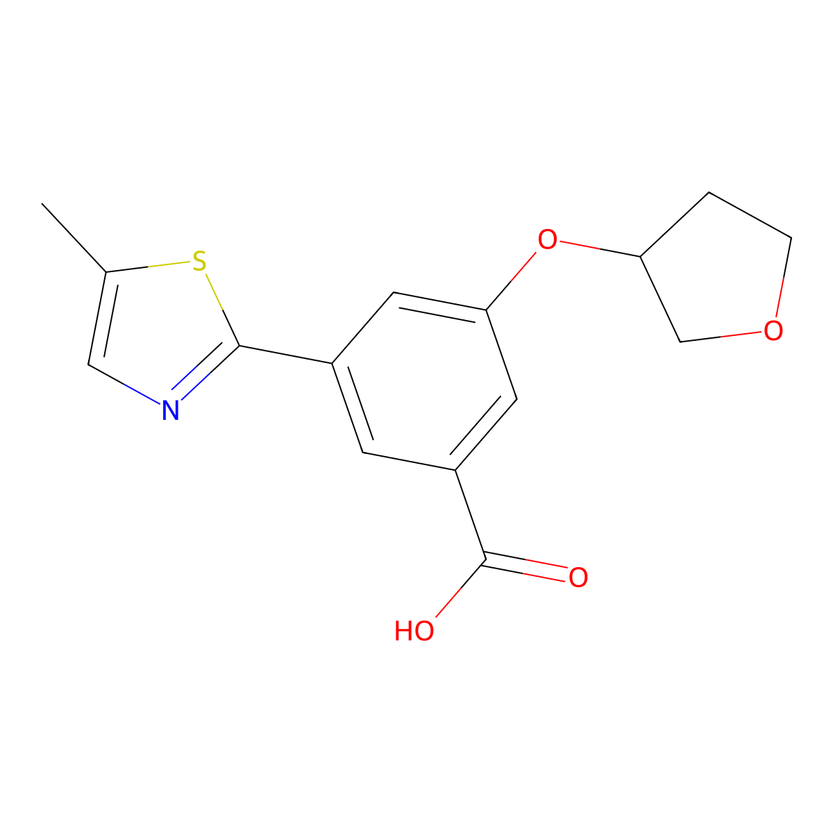 (R)-3-(5-methylthiazol-2-yl)-5-((tetrahydrofuran-3-yl)oxy)benzoic acid molecular structure, CAS 1948233-49-5
