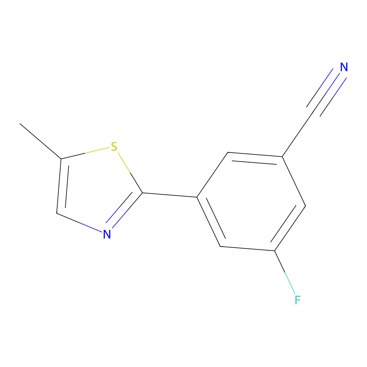 3-Fluoro-5-(5-methylthiazol-2-yl)benzonitrile molecular structure, CAS 1948234-39-6