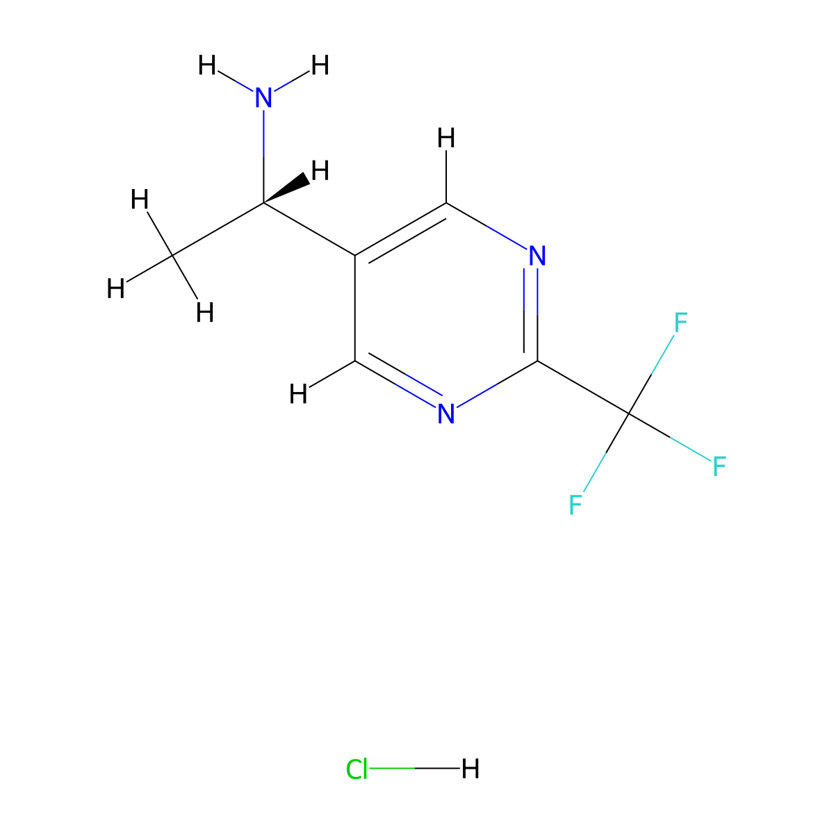 (S)-1-(2-(Trifluoromethyl)pyrimidin-5-yl)ethanamine hydrochloride molecular structure, CAS 1948237-01-1