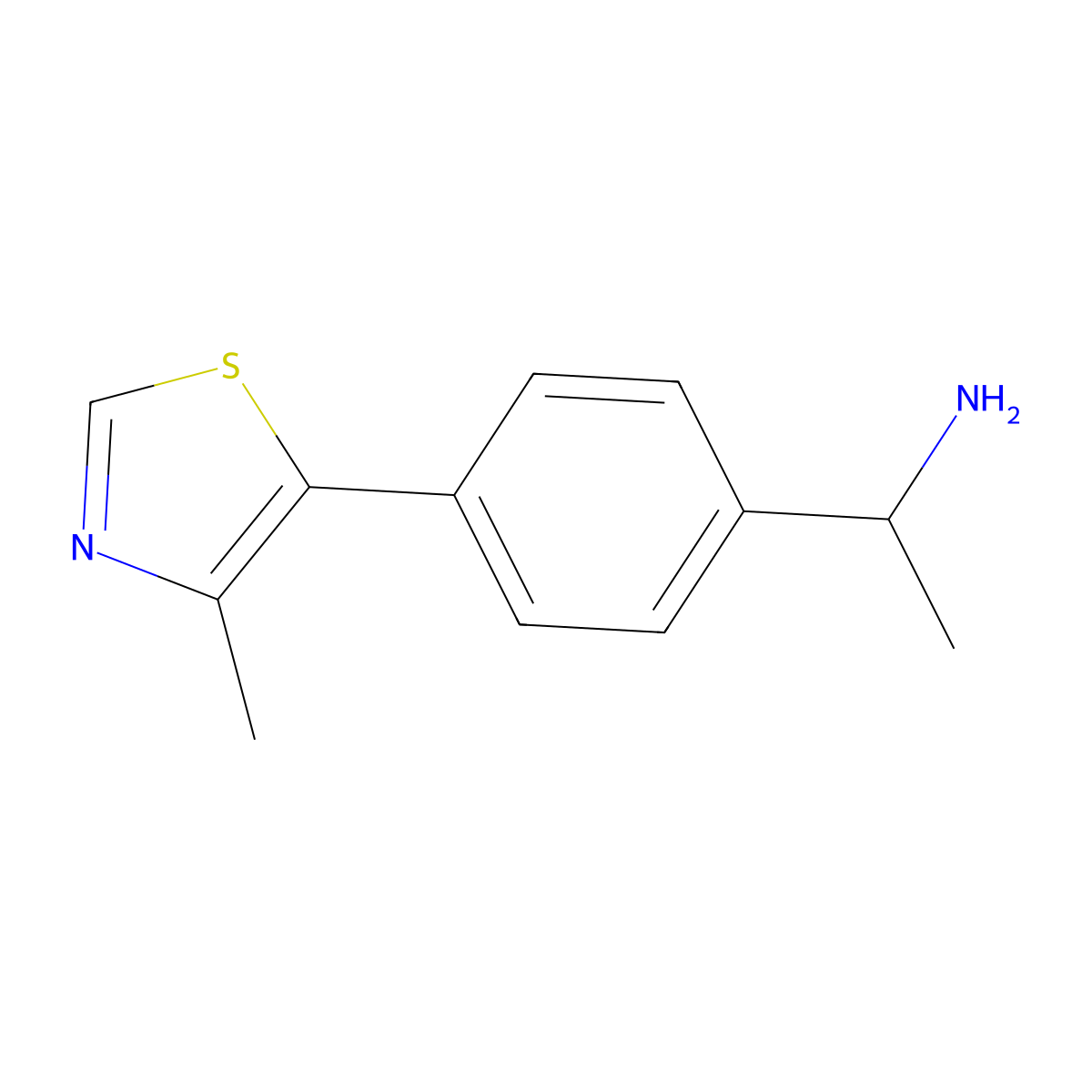 (S)-1-(4-(4-methylthiazol-5-yl)phenyl)ethanamine molecular structure, CAS 1948273-00-4