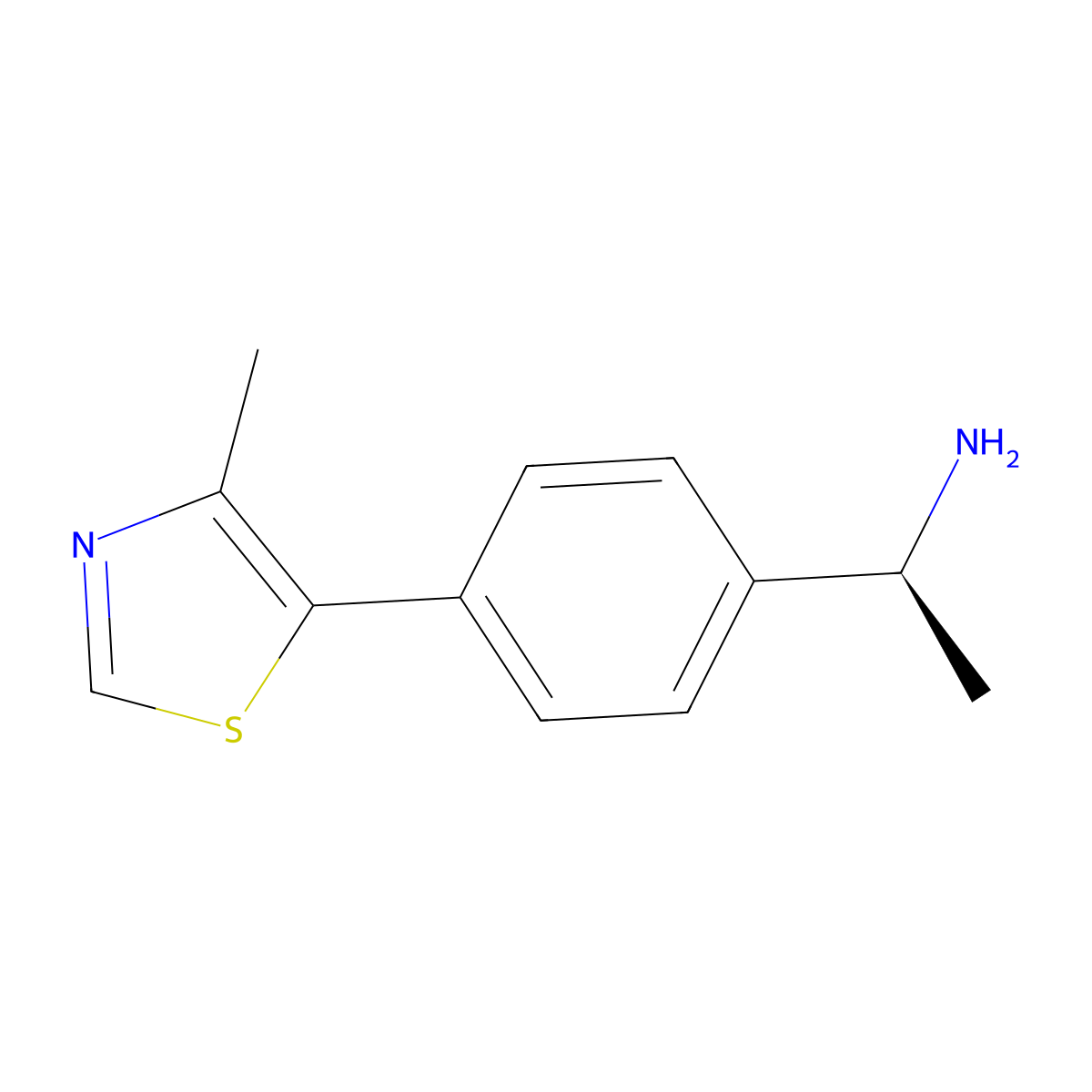 (S)-1-(4-(4-methylthiazol-5-yl)phenyl)ethanamine molecular structure, CAS 1948273-00-4