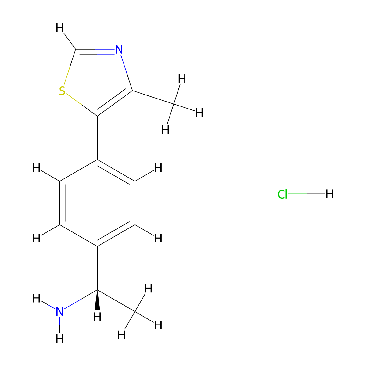 (S)-1-(4-(4-methylthiazol-5-yl)phenyl)ethanamine hydrochloride molecular structure, CAS 1948273-01-5