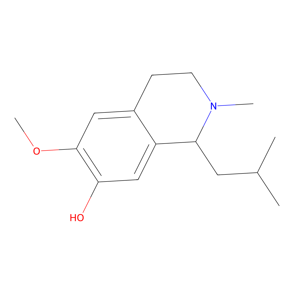 1,2,3,4-Tetrahydro-6-methoxy-2-methyl-1-(2-methylpropyl)-7-isoquinolinol molecular structure, CAS 19485-63-3