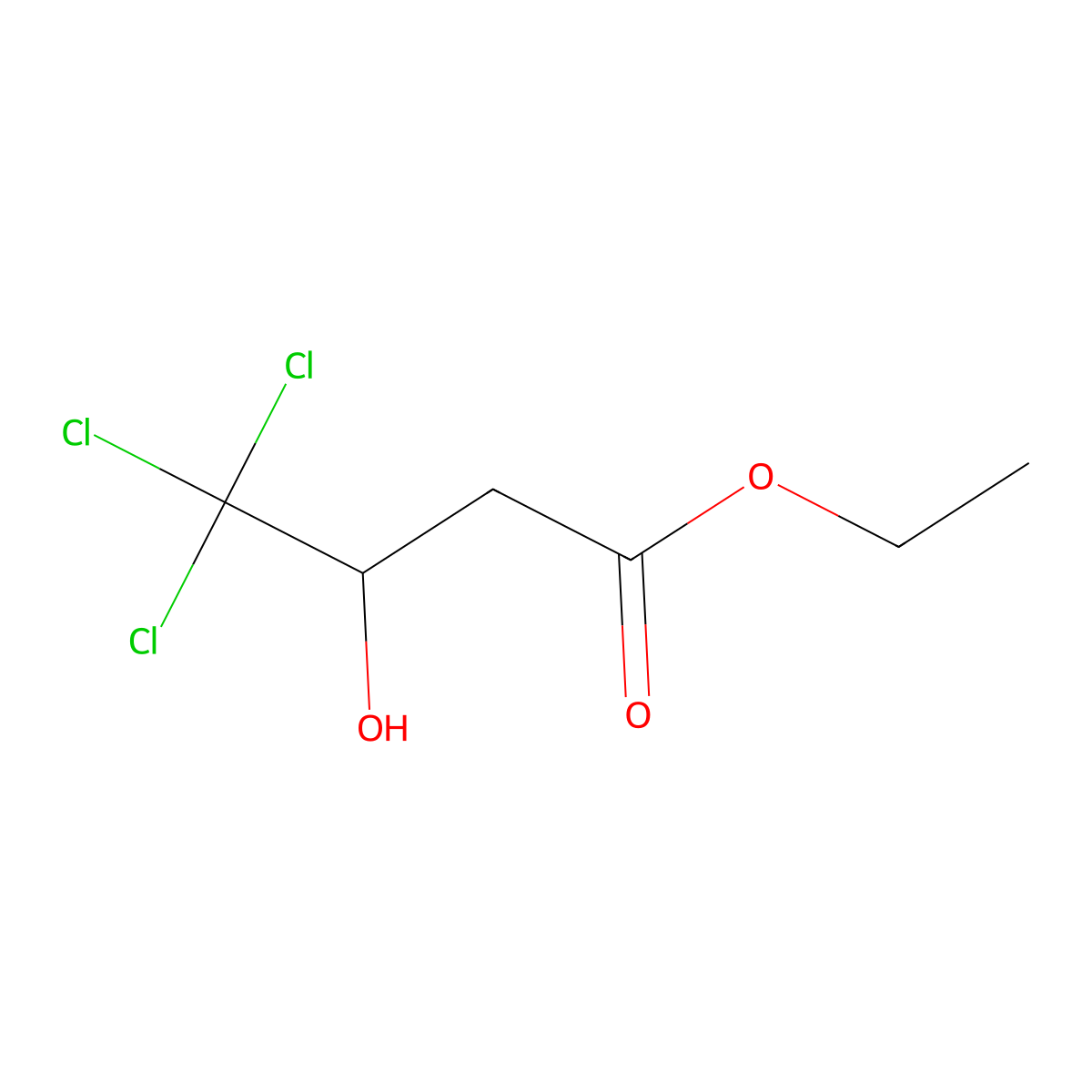Ethyl 3-hydroxy-4,4,4-trichlorobutyrate molecular structure, CAS 19486-93-2
