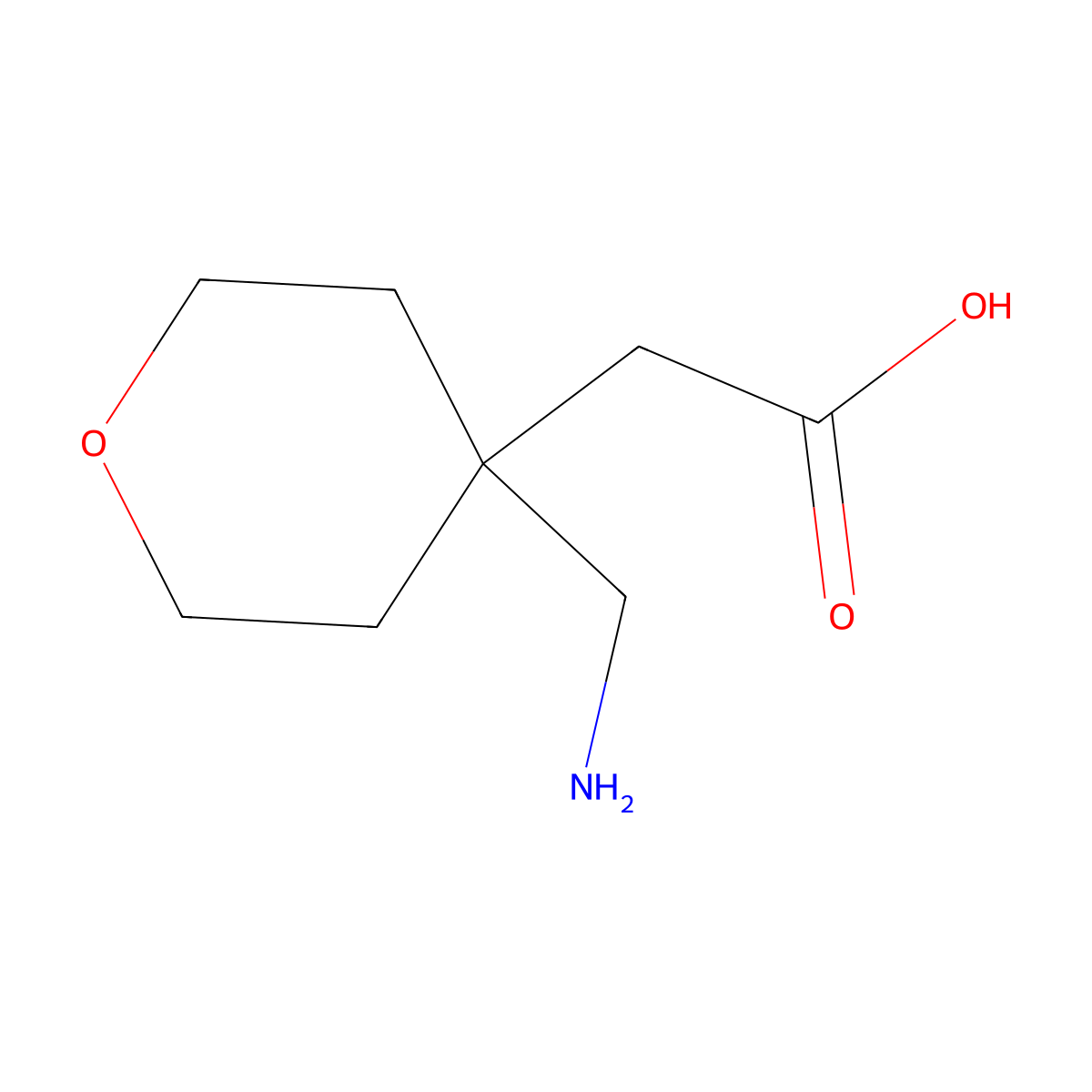 2H-Pyran-4-acetic acid, 4-(aminomethyl)tetrahydro- molecular structure, CAS 194862-79-8