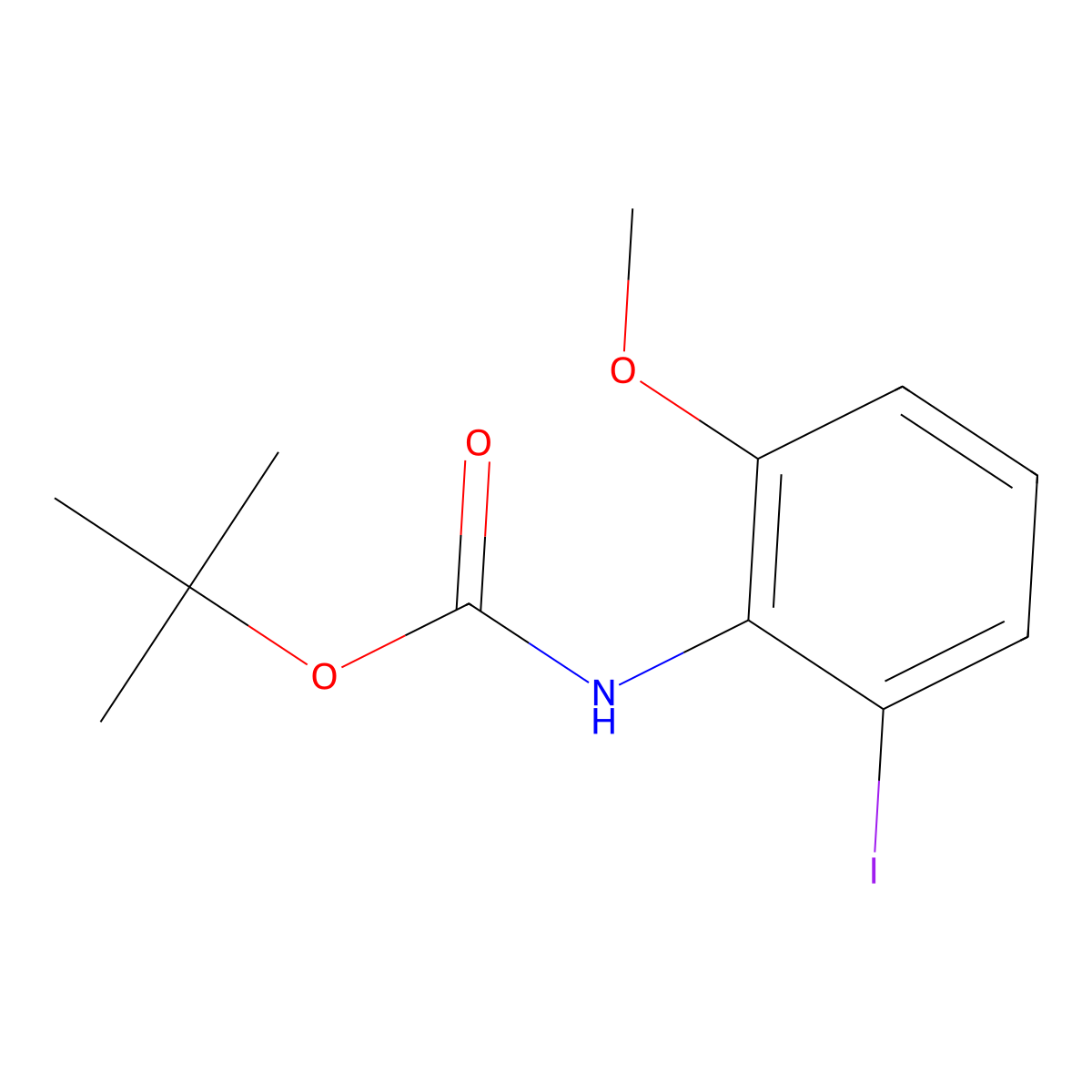 Tert-butyl 2-iodo-6-methoxyphenylcarbamate molecular structure, CAS 194869-15-3