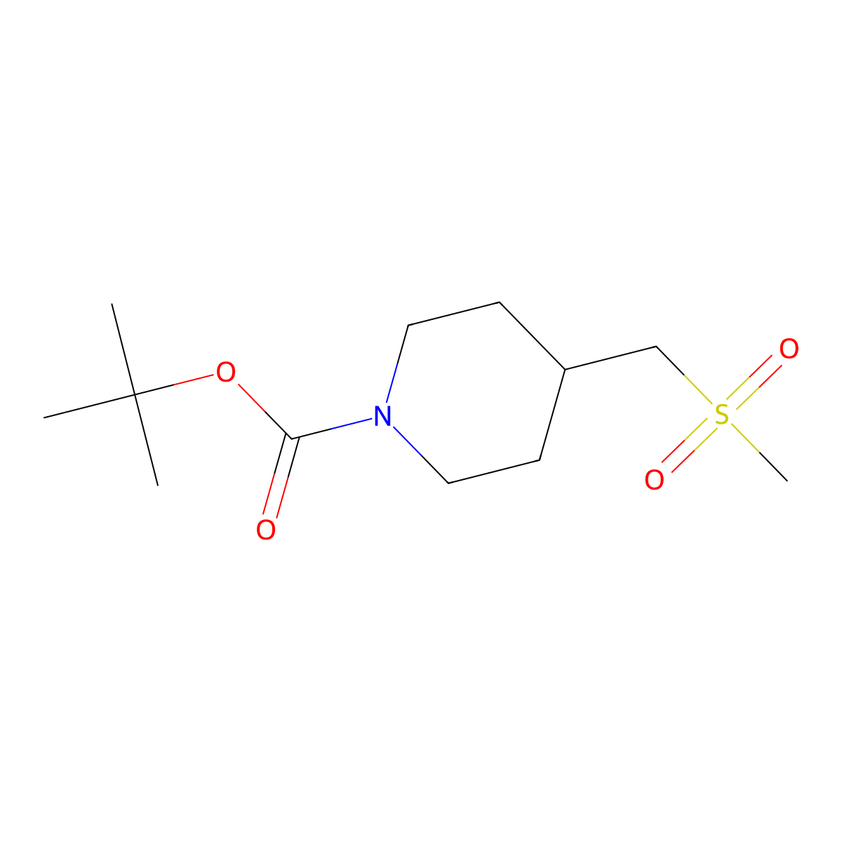 Tert-butyl 4-((methylsulfonyl)methyl)piperidine-1-carboxylate molecular structure, CAS 194872-09-8