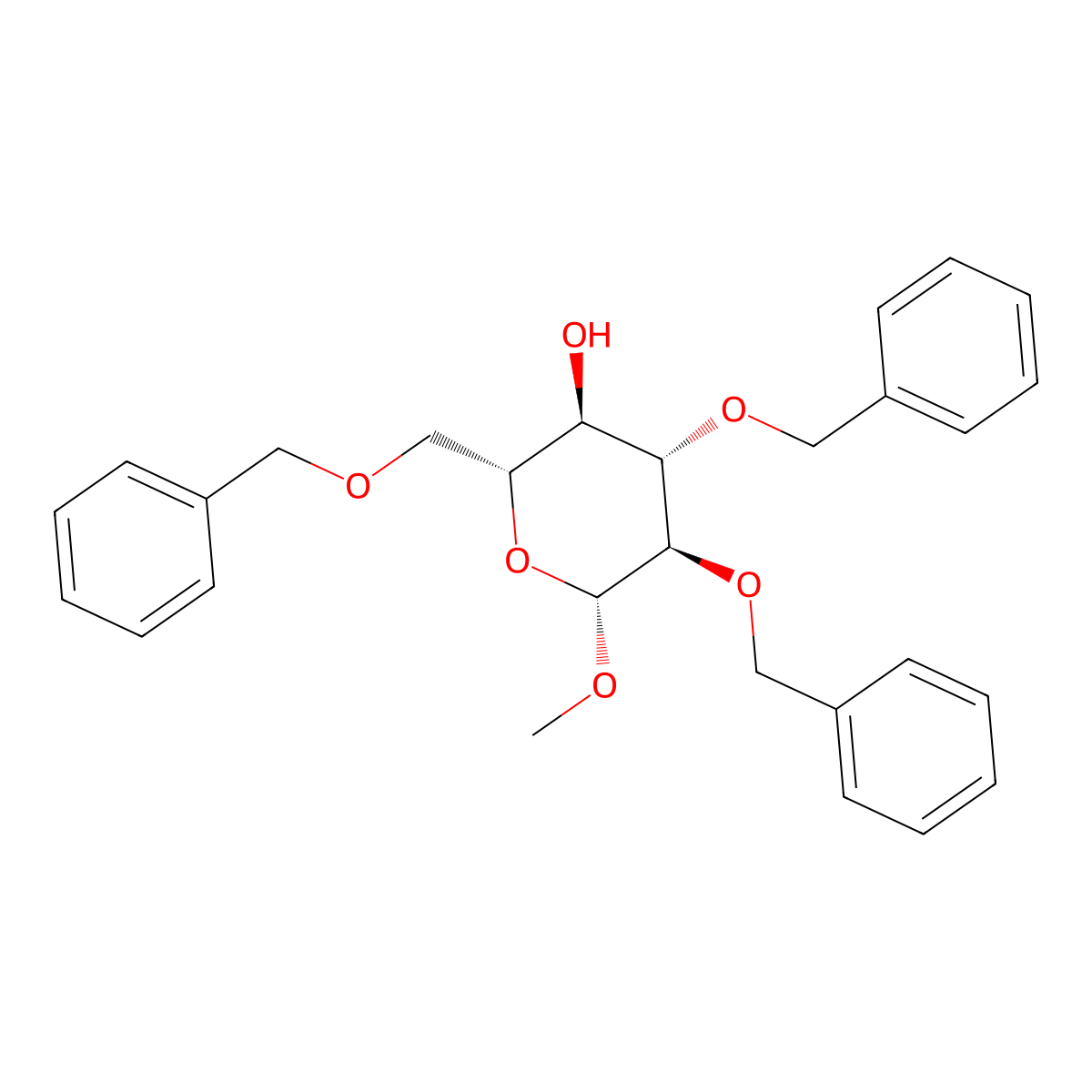 Methyl 2,3,6-tri-O-benzyl-b-D-glucopyranoside molecular structure, CAS 19488-49-4
