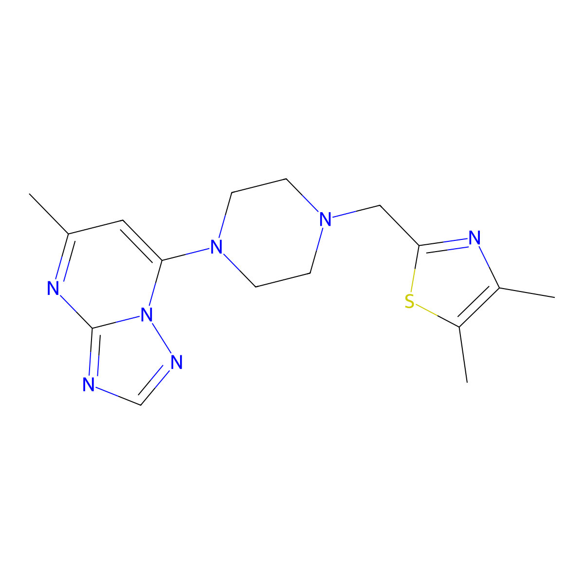 1-[(4,5-Dimethyl-1,3-thiazol-2-yl)methyl]-4-{5-methyl-[1,2,4]triazolo[1,5-a]pyrimidin-7-yl}piperazine molecular structure, CAS 1948868-33-4
