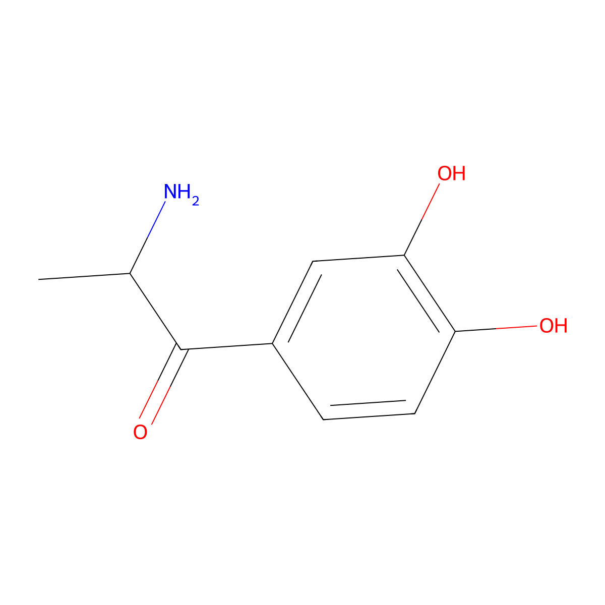 2-Amino-1-(3,4-dihydroxyphenyl)propan-1-one molecular structure, CAS 19490-60-9