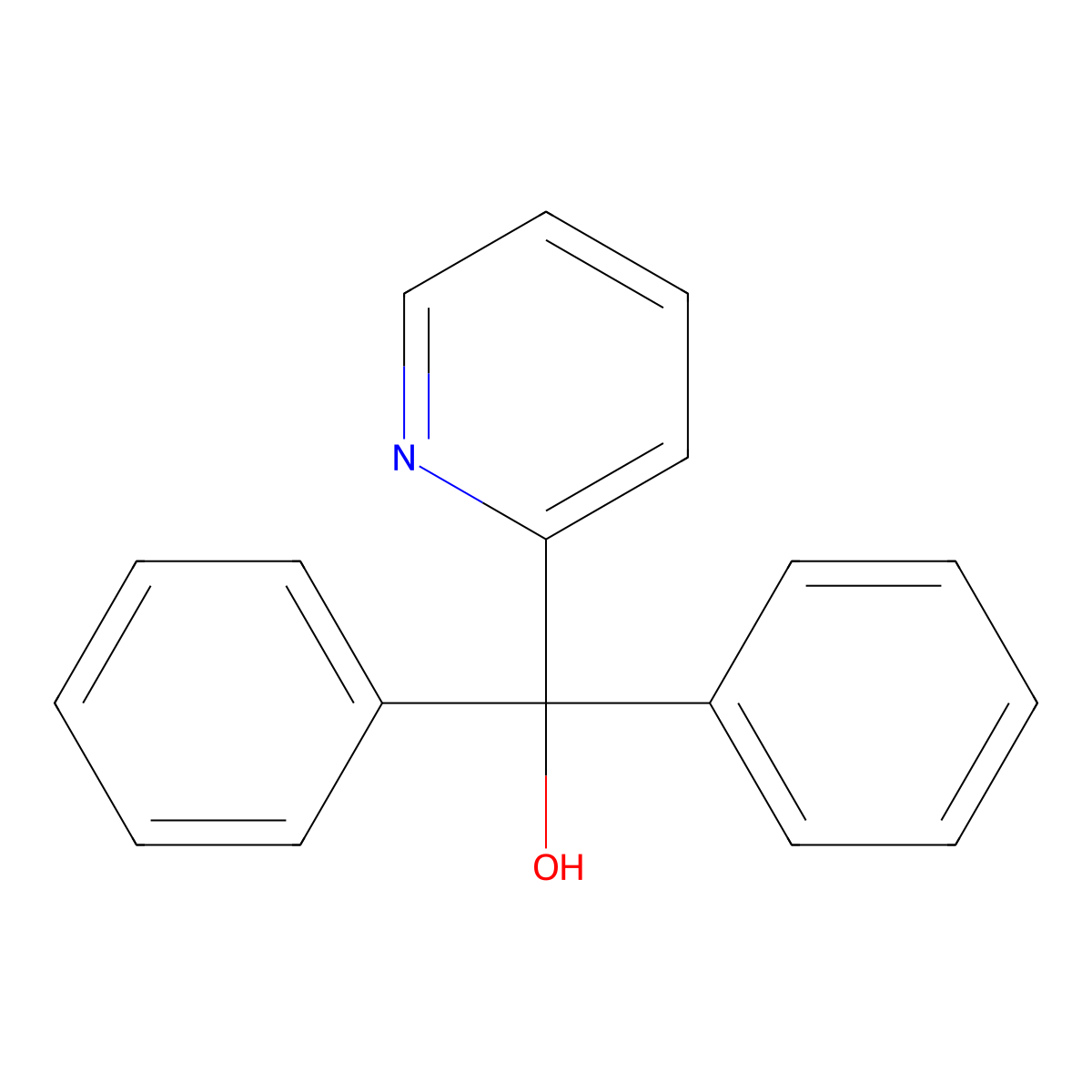 Alpha,alpha-diphenyl-2-pyridinemethanol molecular structure, CAS 19490-90-5