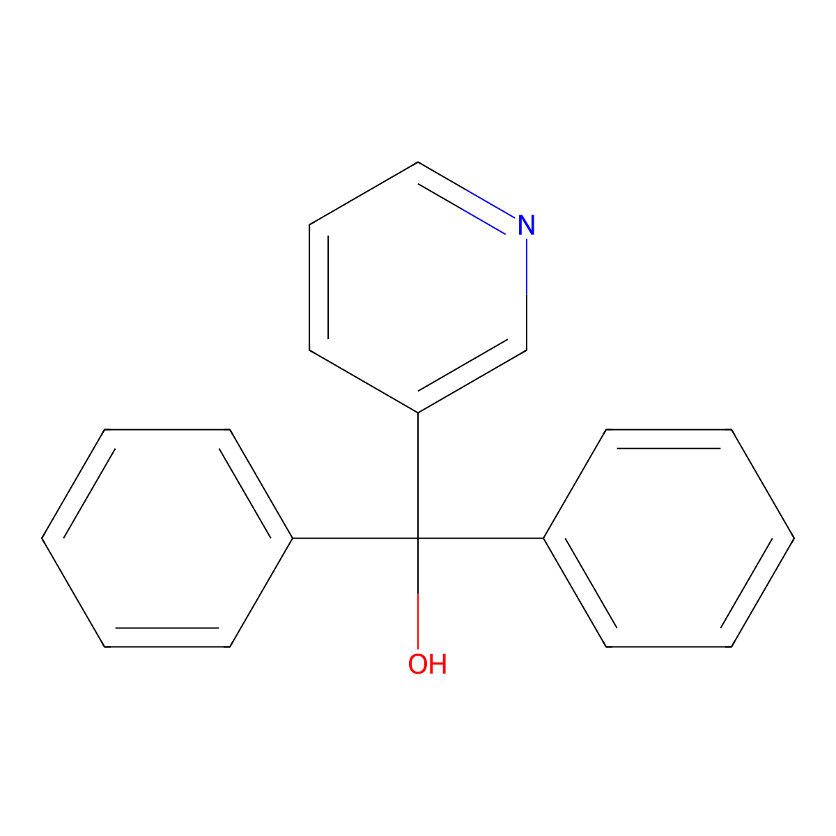 Diphenyl(pyridin-3-yl)methanol molecular structure, CAS 19490-91-6