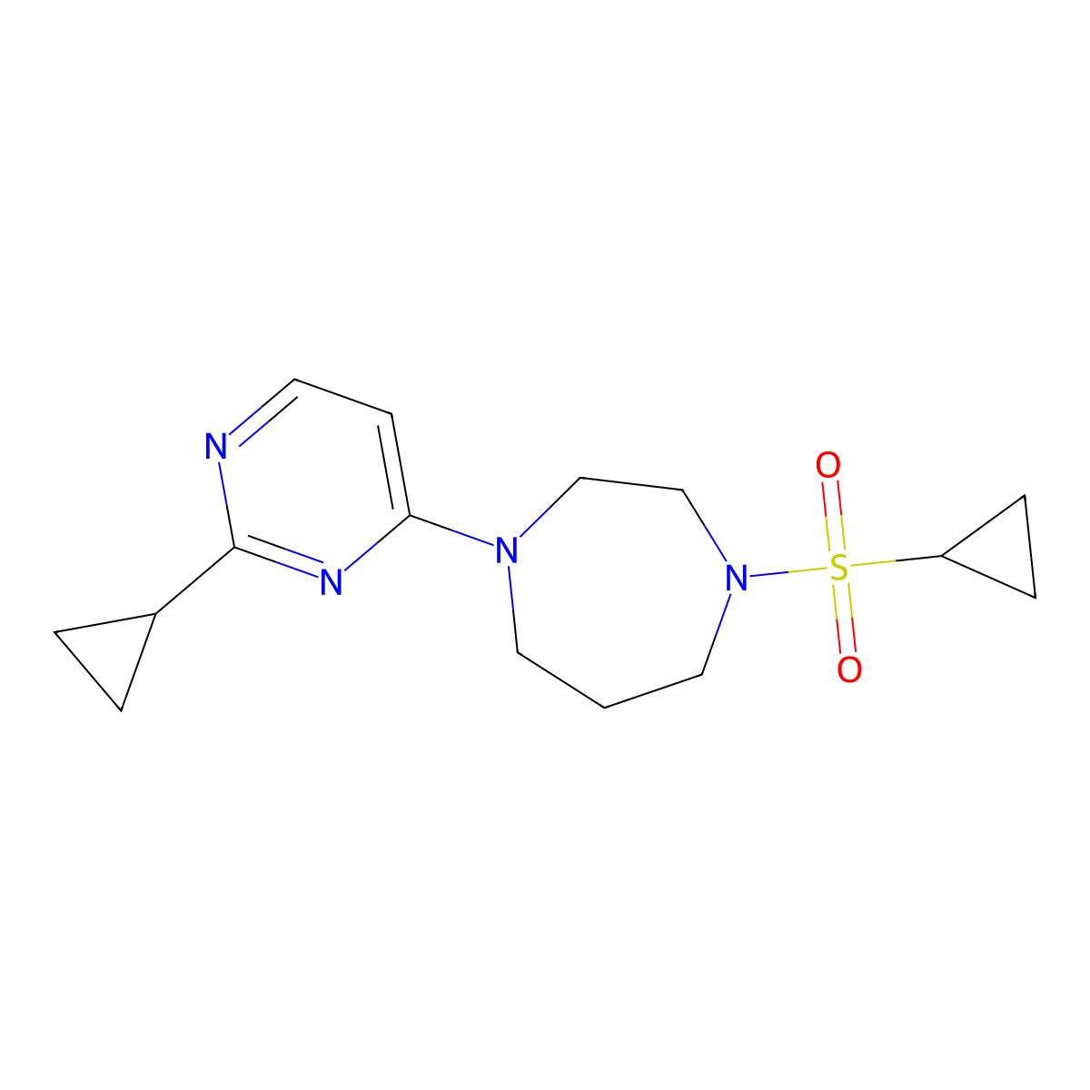 1-(Cyclopropanesulfonyl)-4-(2-cyclopropylpyrimidin-4-yl)-1,4-diazepane molecular structure, CAS 1949170-98-2