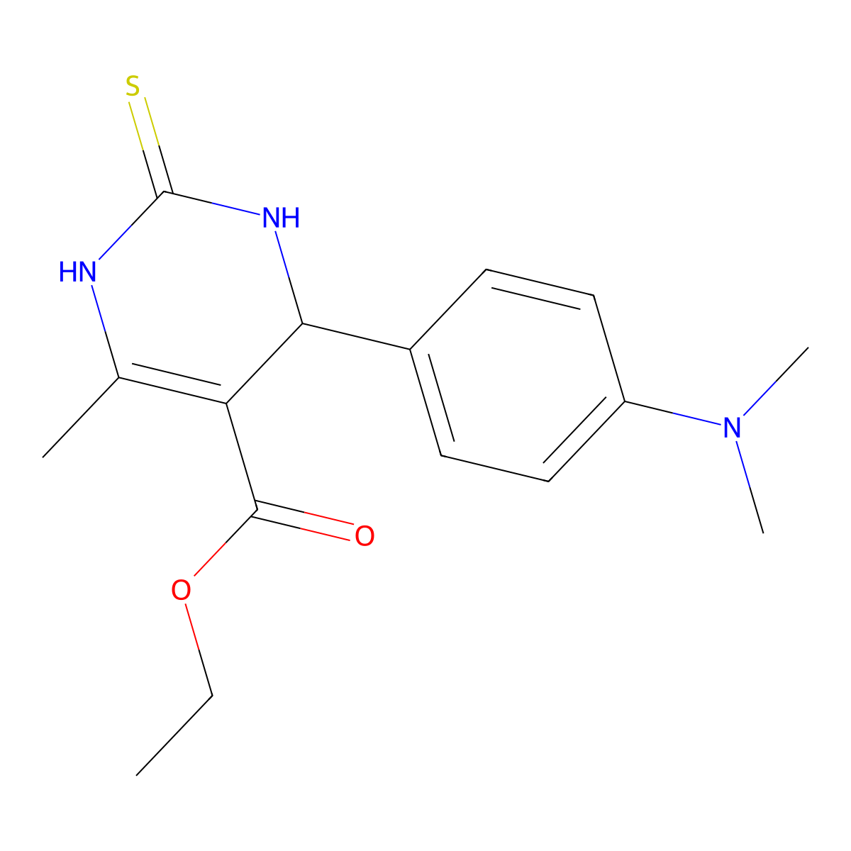 Ethyl 4-[4-(dimethylamino)phenyl]-6-methyl-2-thioxo-1,2,3,4-tetrahydropyrimidine-5-carboxylate molecular structure, CAS 19492-61-6