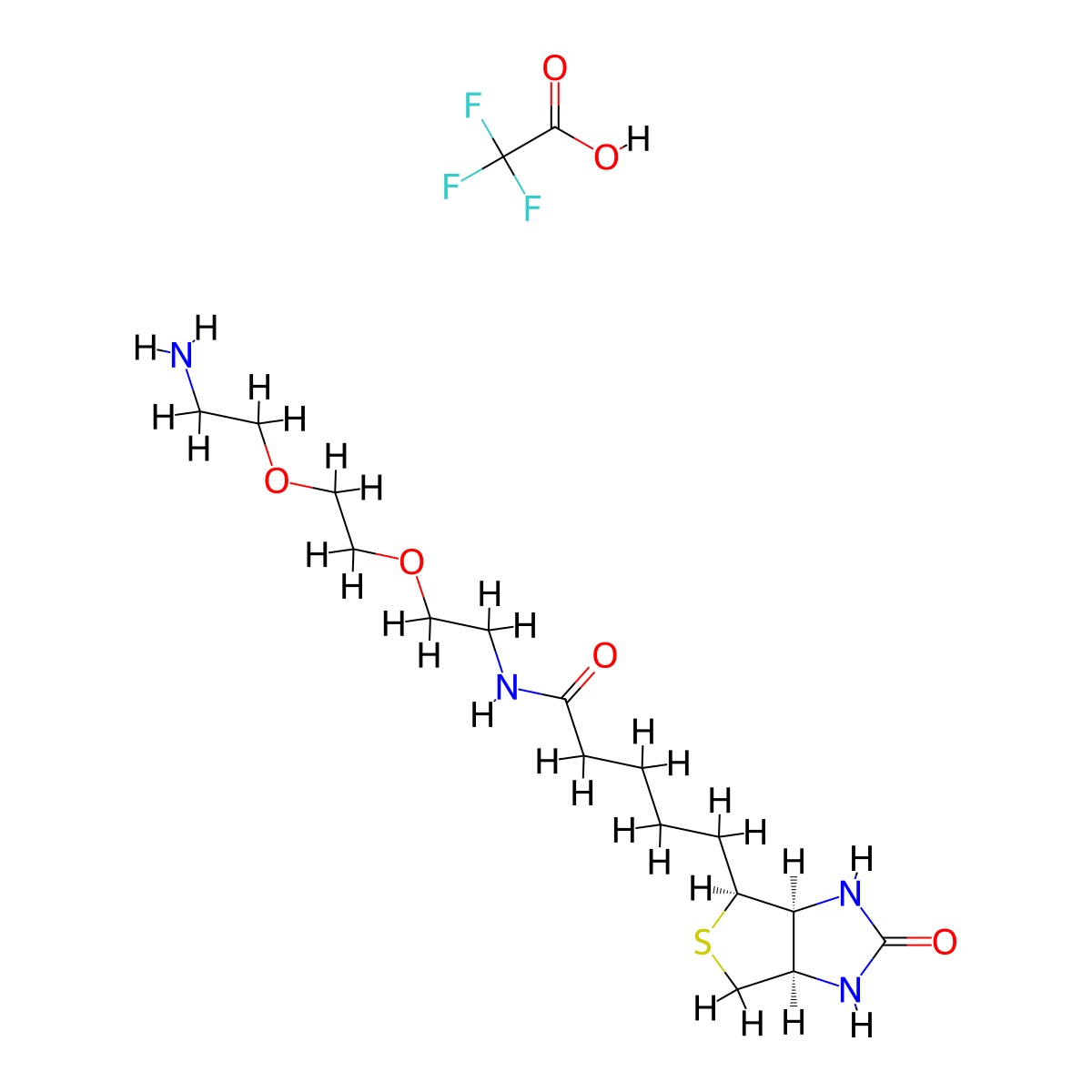 N-(2-(2-(2-Aminoethoxy)ethoxy)ethyl)-5-((3aS,4S,6aR)-2-oxohexahydro-1H-thieno[3,4-d]imidazol-4-yl)pentanamide 2,2,2-trifluoroacetate molecular structure, CAS 194920-57-5
